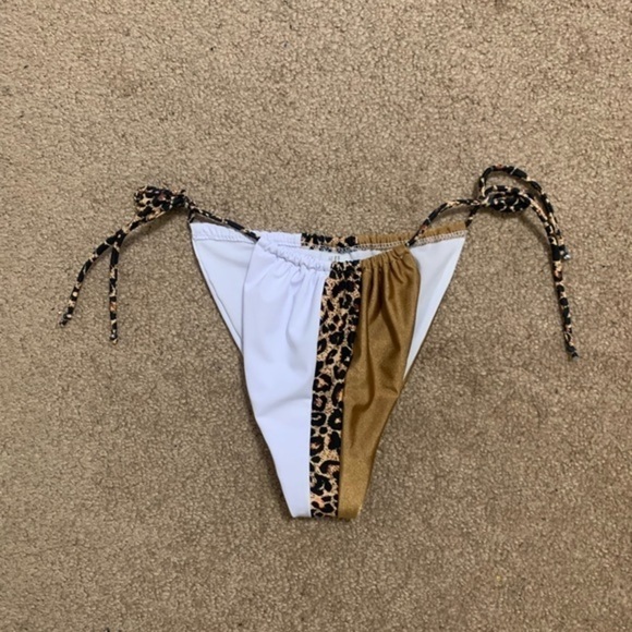 Color block white and leopard bikini top and bottom Size Large - Picture 9 of 12